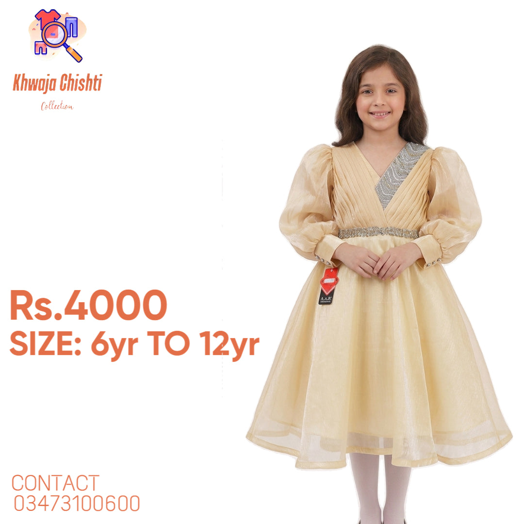 Elegant Pastel Gold Party Dress 6yr to 12yr