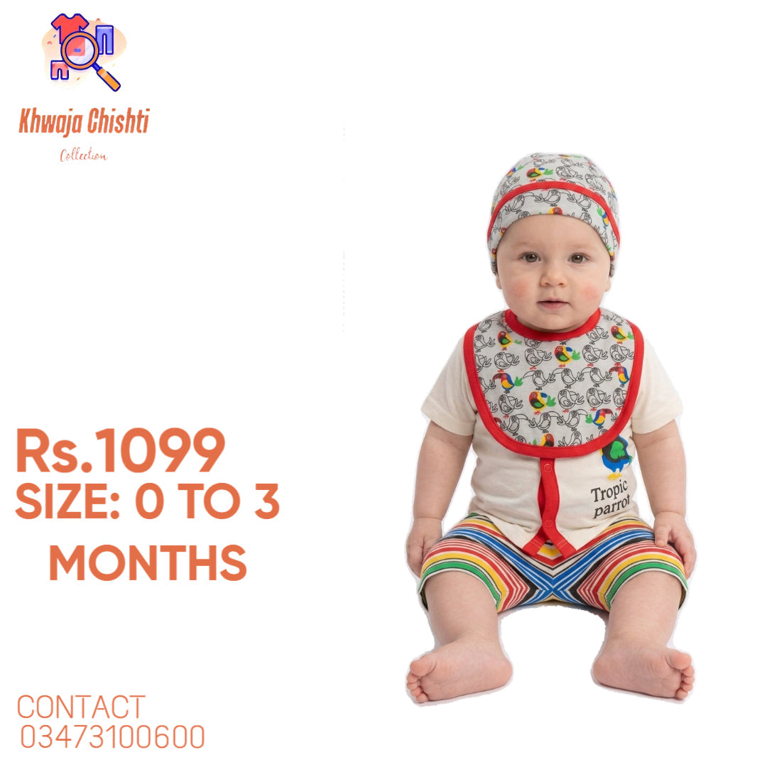 Adorable "Tropic Parrot" Newborn Romper Set 0 to 3 monthly