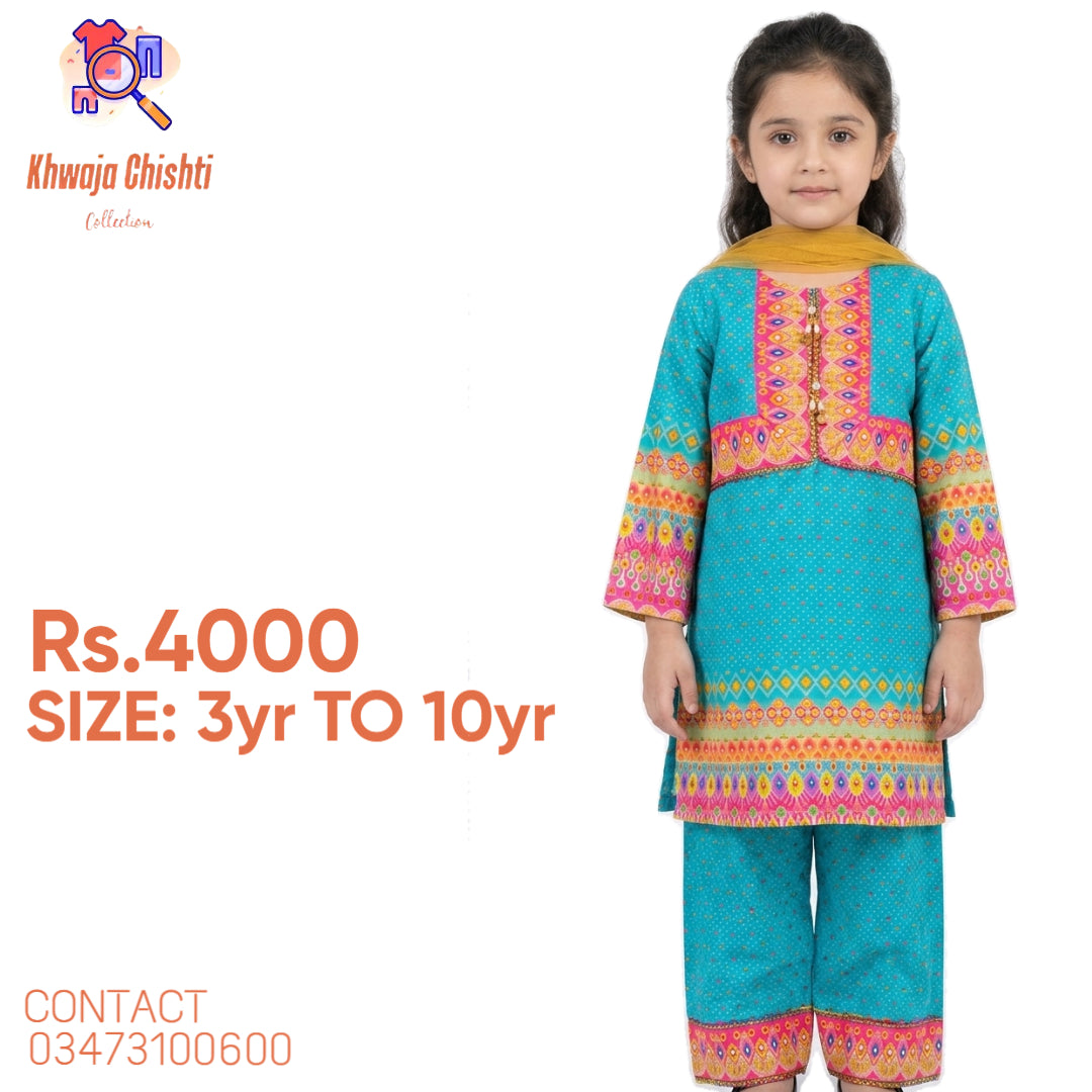 Elegant Turquoise 3-Piece Traditional Suit 3yr to 10yr