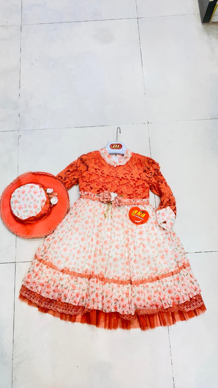 πΈ Charming Floral & Lace Party Dress Set with Matching Sun Hat 1yr to 8yr