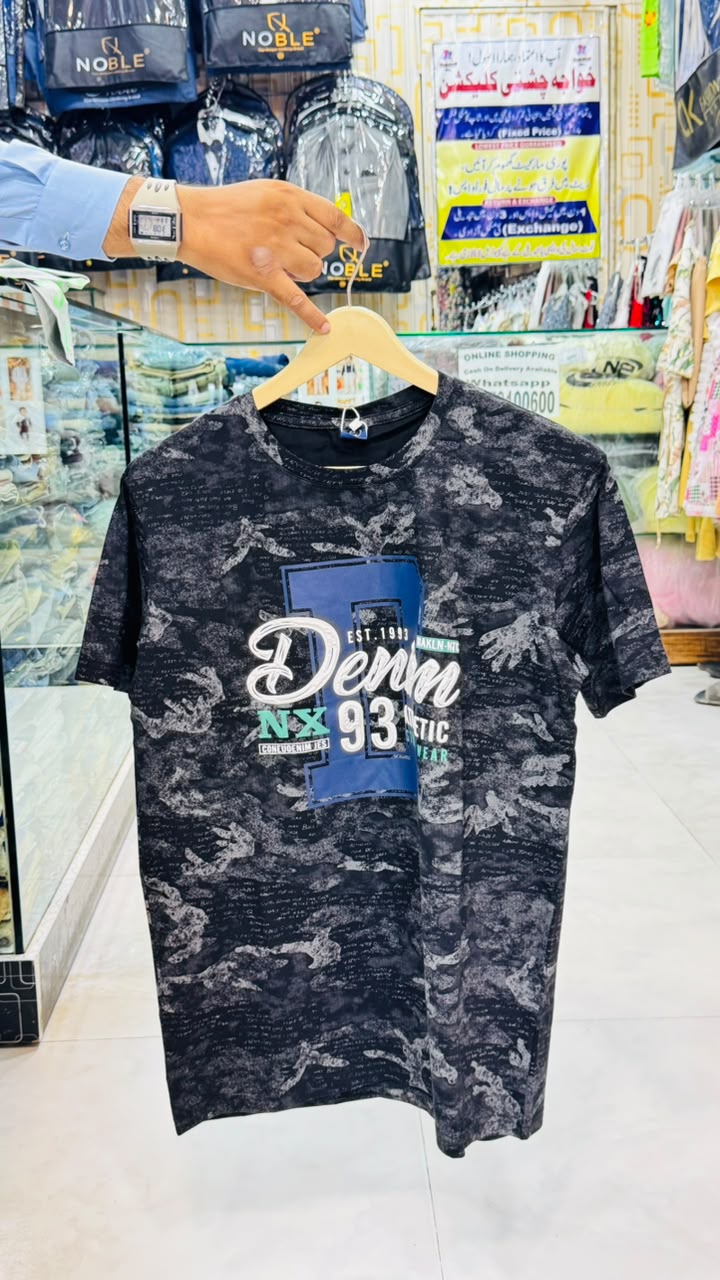 Boys’ Charcoal Camo Printed Graphic T-Shirt 7YR TO 15YR