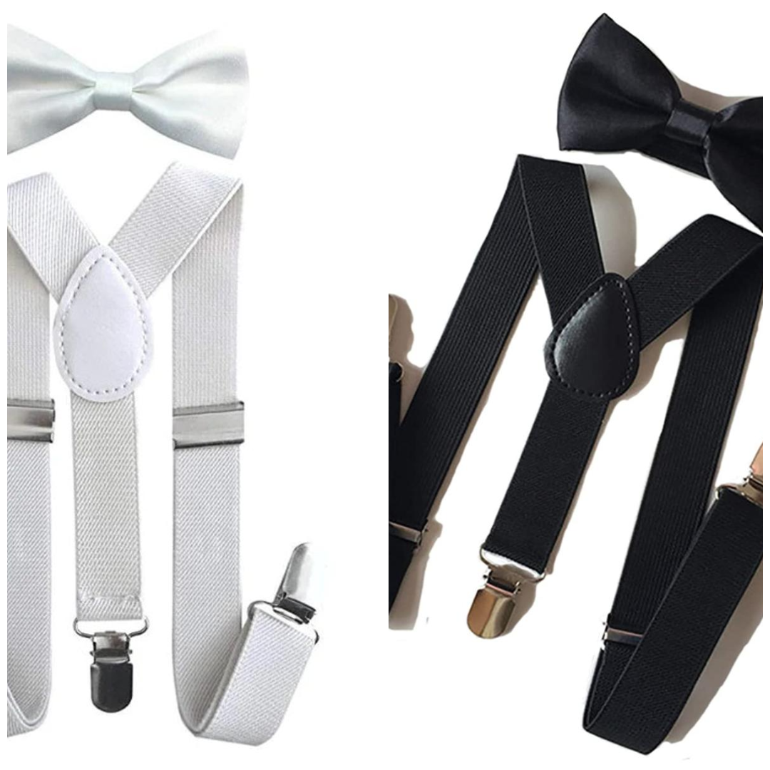 Kids Boys Suspender & Bow Tie Set | Adjustable Elastic Braces | Birthday Wedding Party Formal Wear | Baby Boy Accessories | Age 1 to 10 Year