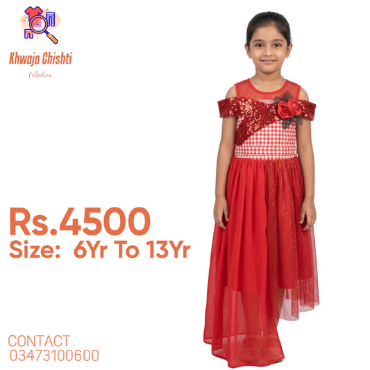 🌹 Khwaja Chishti Collection – Elegant Red Party Dress 🌹6yr to 13yr
