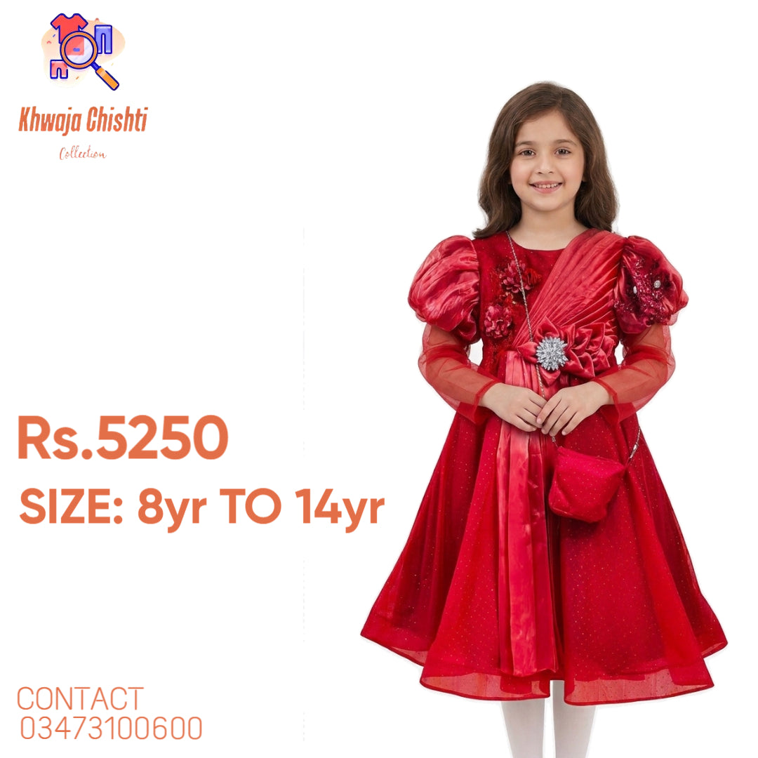 Royal Crimson Red Festive Gown 8yr to 14yr