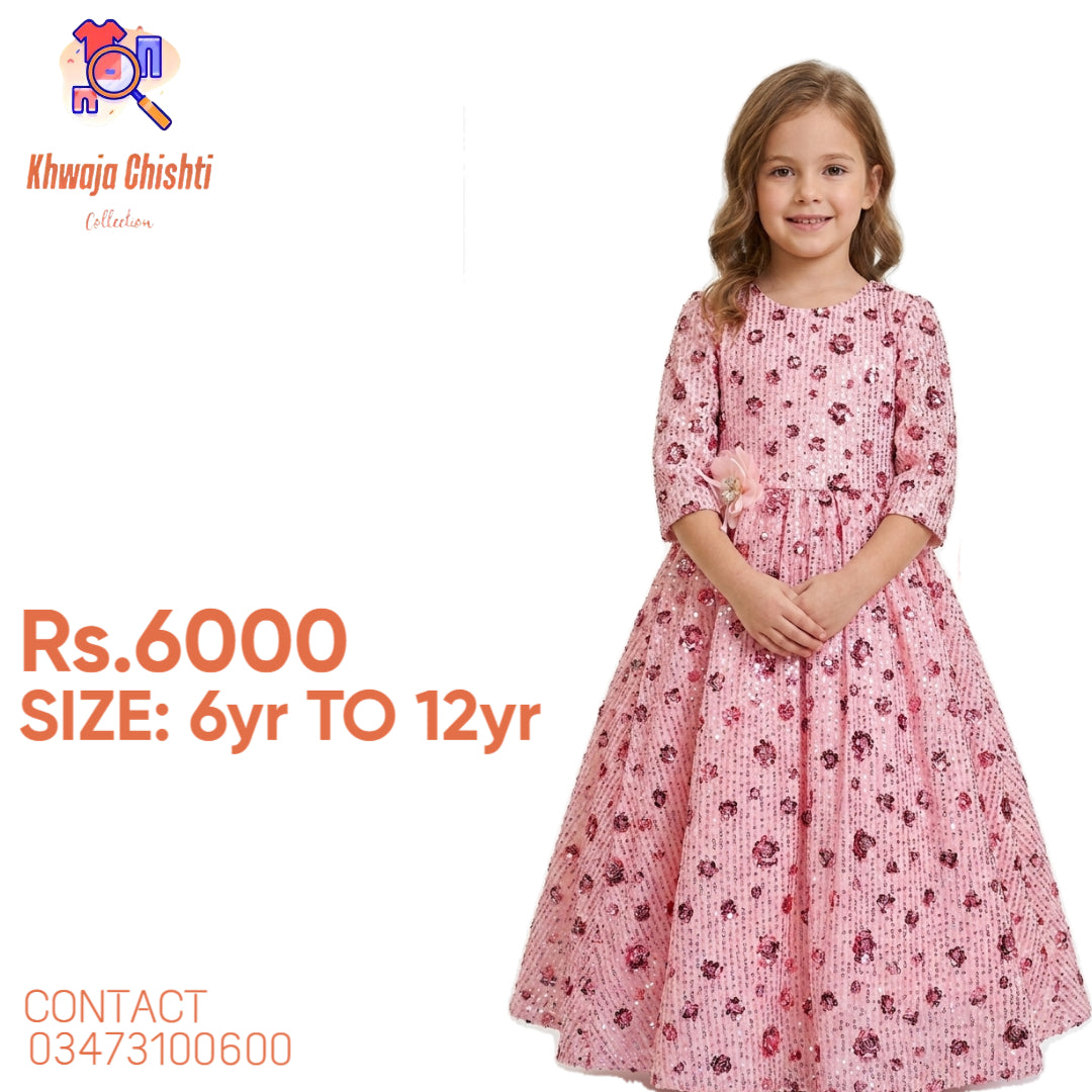 Shimmering Rose Pink Sequin Gown 6yr to 12yr