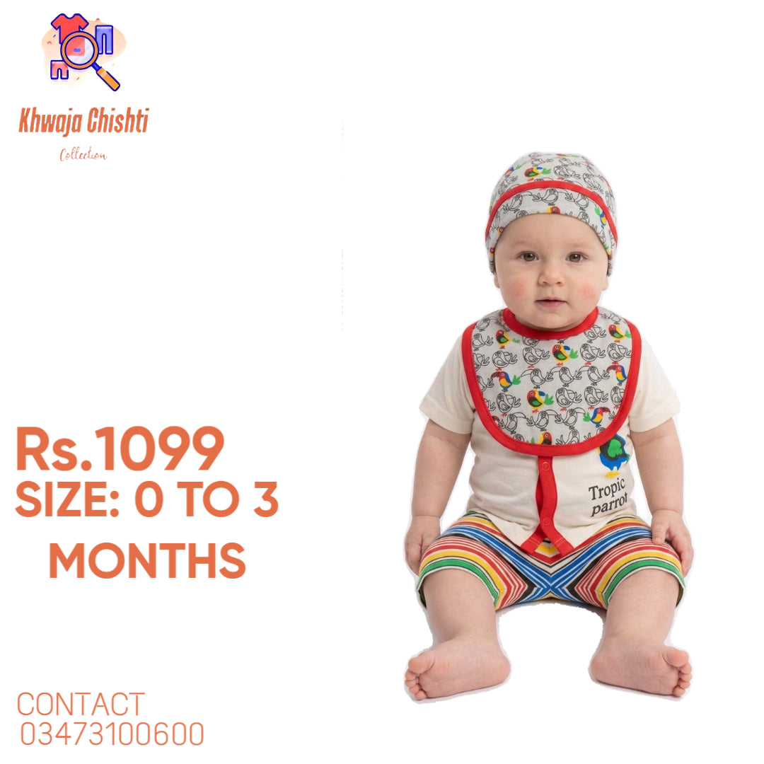 Adorable "Tropic Parrot" Newborn Romper Set 0 to 3 monthly