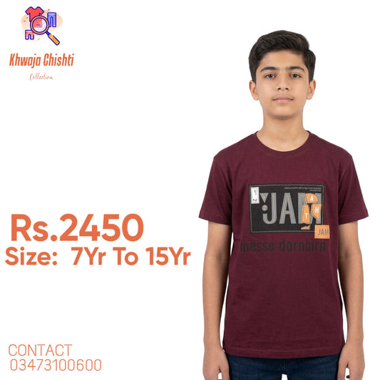 Boys’ Maroon Graphic Patch T-Shirt