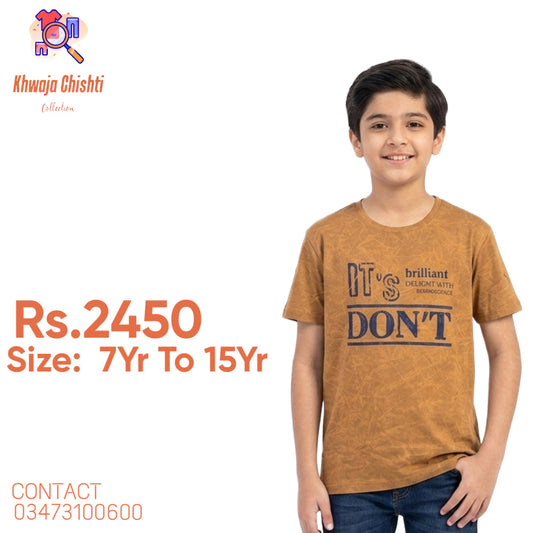 Boys’ Mustard Yellow Graphic Printed T-Shirt 7YR TO 15YR