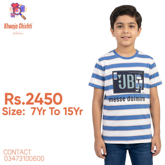 Boys’ Casual Striped Graphic T-Shirt 7yr to 15yr