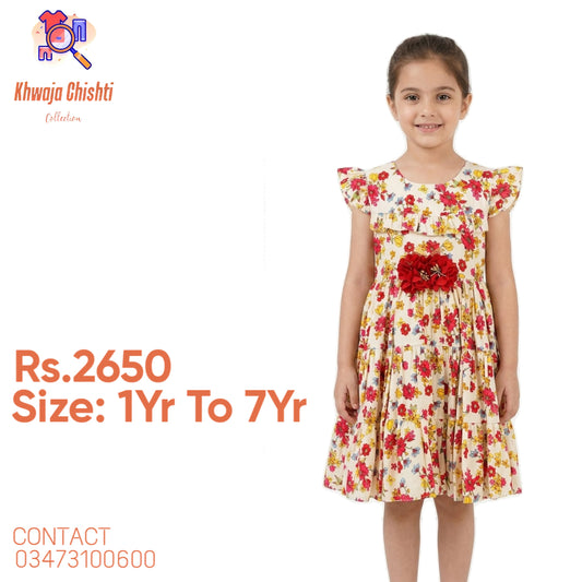 🌸 Charming Floral Tiered Frock with 3D Rose Details 🌸 1yr to 7yr