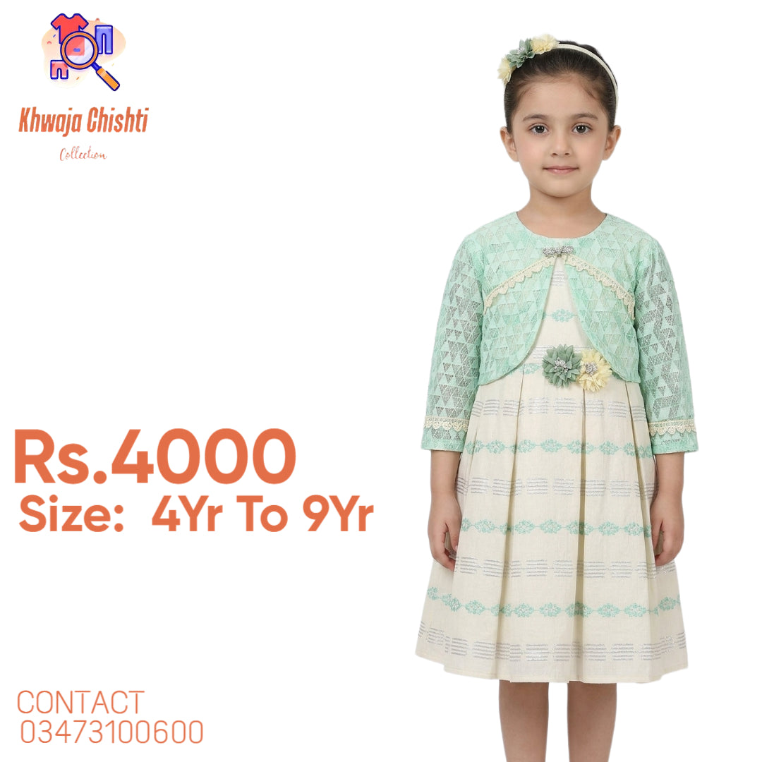 🌸 Mint Green Floral Elegance Kids Dress 🌸