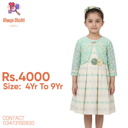 🌸 Mint Green Floral Elegance Kids Dress 🌸