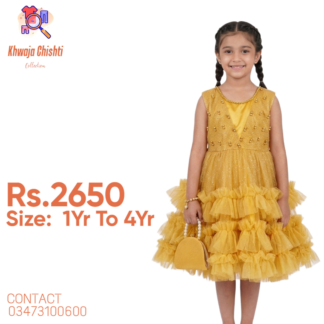 🌟 Golden Sunshine Tiered Party Frock 🌟1yr to 4yr