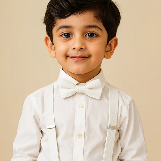 Kids Boys Suspender & Bow Tie Set | Adjustable Elastic Braces | Birthday Wedding Party Formal Wear | Baby Boy Accessories | Age 1 to 10 Year
